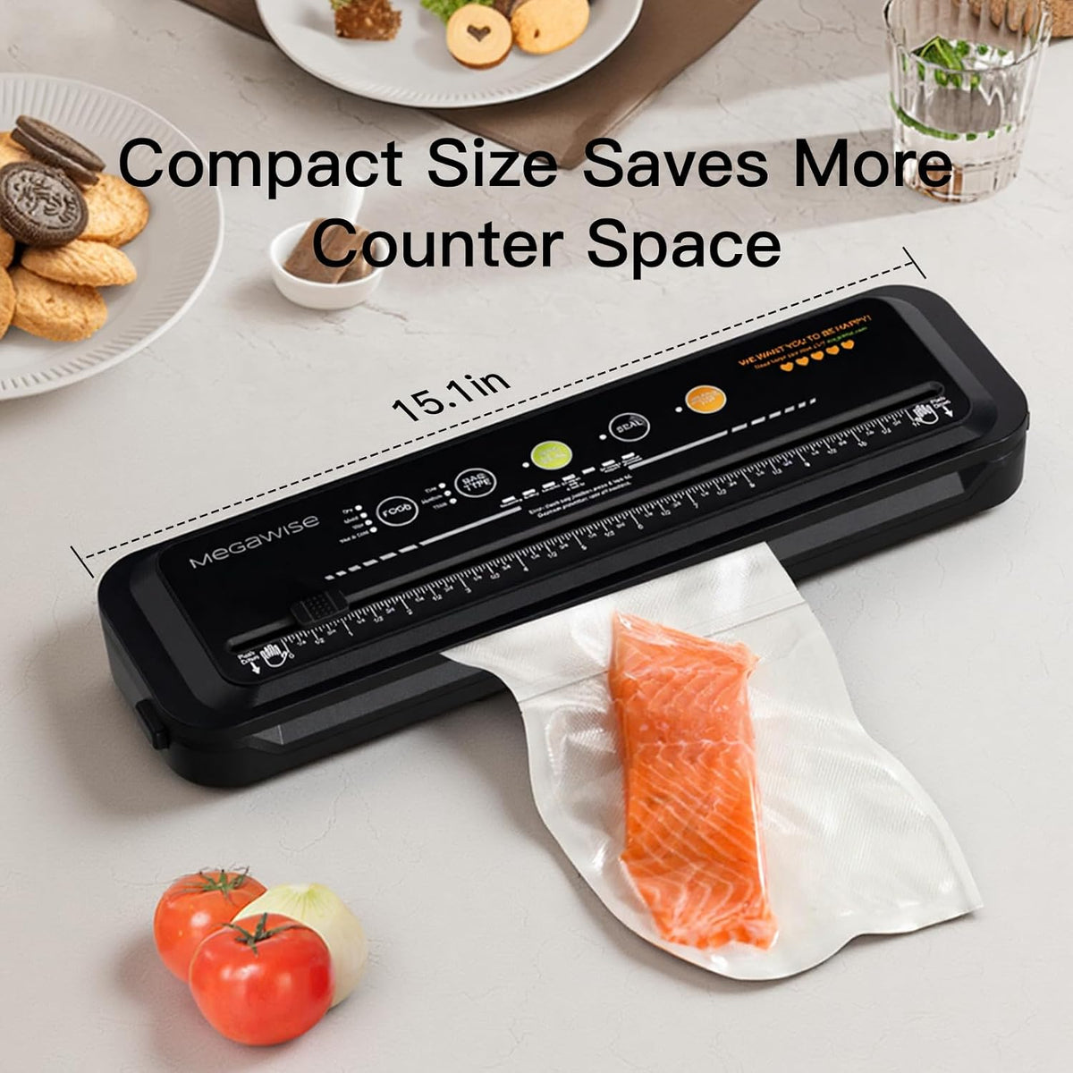Vacuum Sealer Machine, 80kPa, Built-In Cutter, Dry/Moist