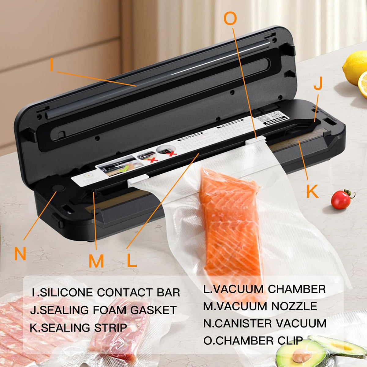 Vacuum Sealer Machine, 80kPa, Built-In Cutter, Dry/Moist