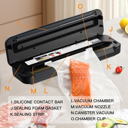 Vacuum Sealer Machine, 80kPa, Built-In Cutter, Dry/Moist