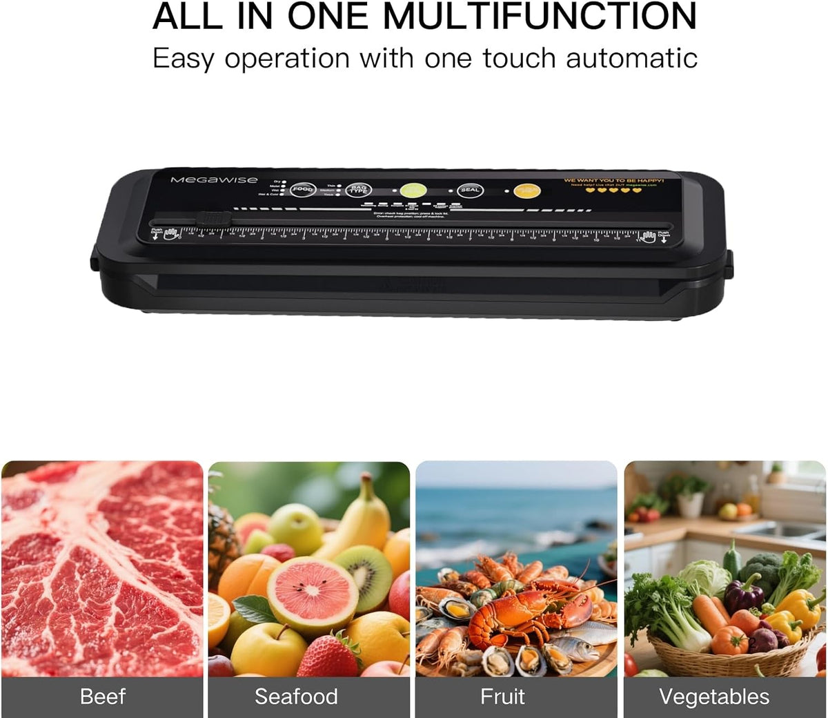 Vacuum Sealer Machine, 80kPa, Built-In Cutter, Dry/Moist