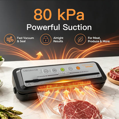 Vacuum Sealer Machine, 80kPa, Built-In Cutter, Dry/Moist