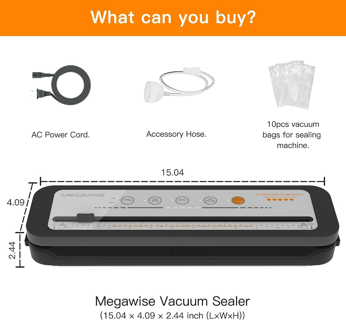 Vacuum Sealer Machine, 80kPa, Built-In Cutter, Dry/Moist