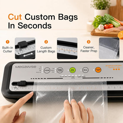 Vacuum Sealer Machine, 80kPa, Built-In Cutter, Dry/Moist