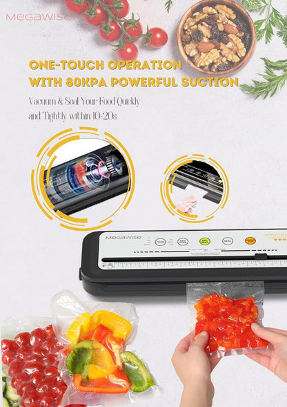 Vacuum Sealer Machine, 80kPa, Built-In Cutter, Dry/Moist