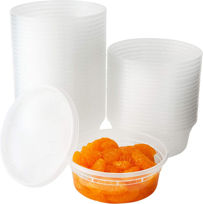 Avant Grub Food Storage Containers, BPA-Free Plastic, Deli Grade with Leakproof Lids, 12ct. Durable 32 Oz Microwave and Freezer Safe Containers for Takeout, Meal Prep, Storage, Keeps Food Fresh Longer