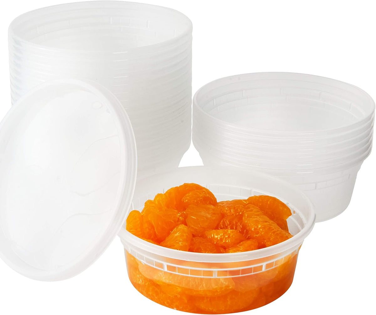 Avant Grub Food Storage Containers, BPA-Free Plastic, Deli Grade with Leakproof Lids, 12ct. Durable 32 Oz Microwave and Freezer Safe Containers for Takeout, Meal Prep, Storage, Keeps Food Fresh Longer