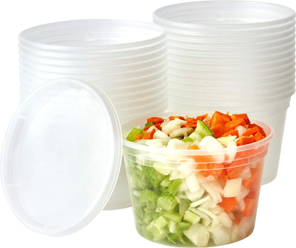 Avant Grub Food Storage Containers, BPA-Free Plastic, Deli Grade with Leakproof Lids, 12ct. Durable 32 Oz Microwave and Freezer Safe Containers for Takeout, Meal Prep, Storage, Keeps Food Fresh Longer