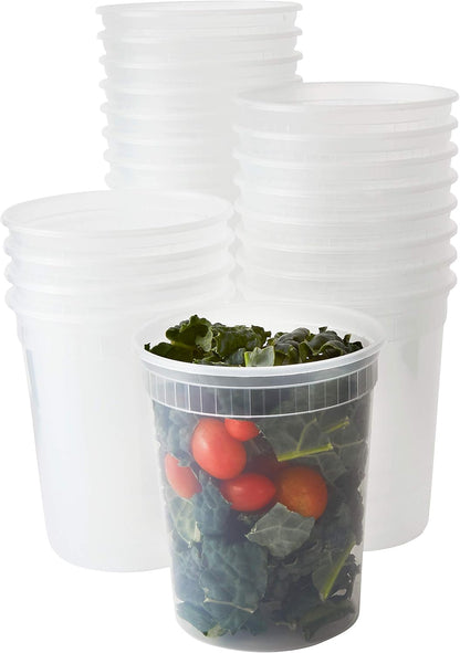 Avant Grub Food Storage Containers, BPA-Free Plastic, Deli Grade with Leakproof Lids, 12ct. Durable 32 Oz Microwave and Freezer Safe Containers for Takeout, Meal Prep, Storage, Keeps Food Fresh Longer