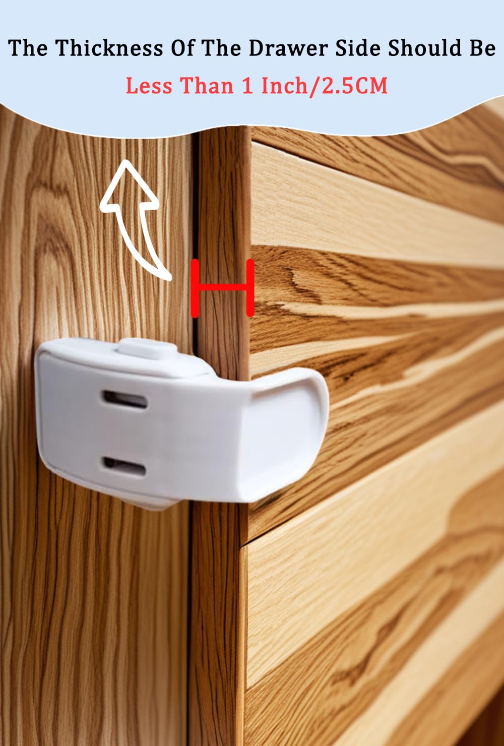 Drawer Locks Baby Proofing, Child Proof Cabinet Locks For 0-12 Month Baby Safety Botton Lock For Drawers Side Furniture Latches Corner Edges (White)