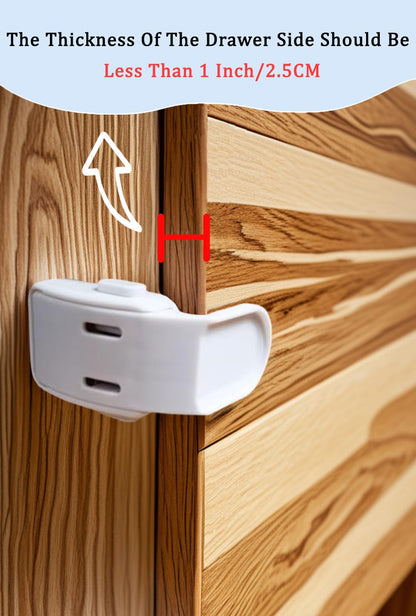 Drawer Locks Baby Proofing, Child Proof Cabinet Locks For 0-12 Month Baby Safety Botton Lock For Drawers Side Furniture Latches Corner Edges (White)