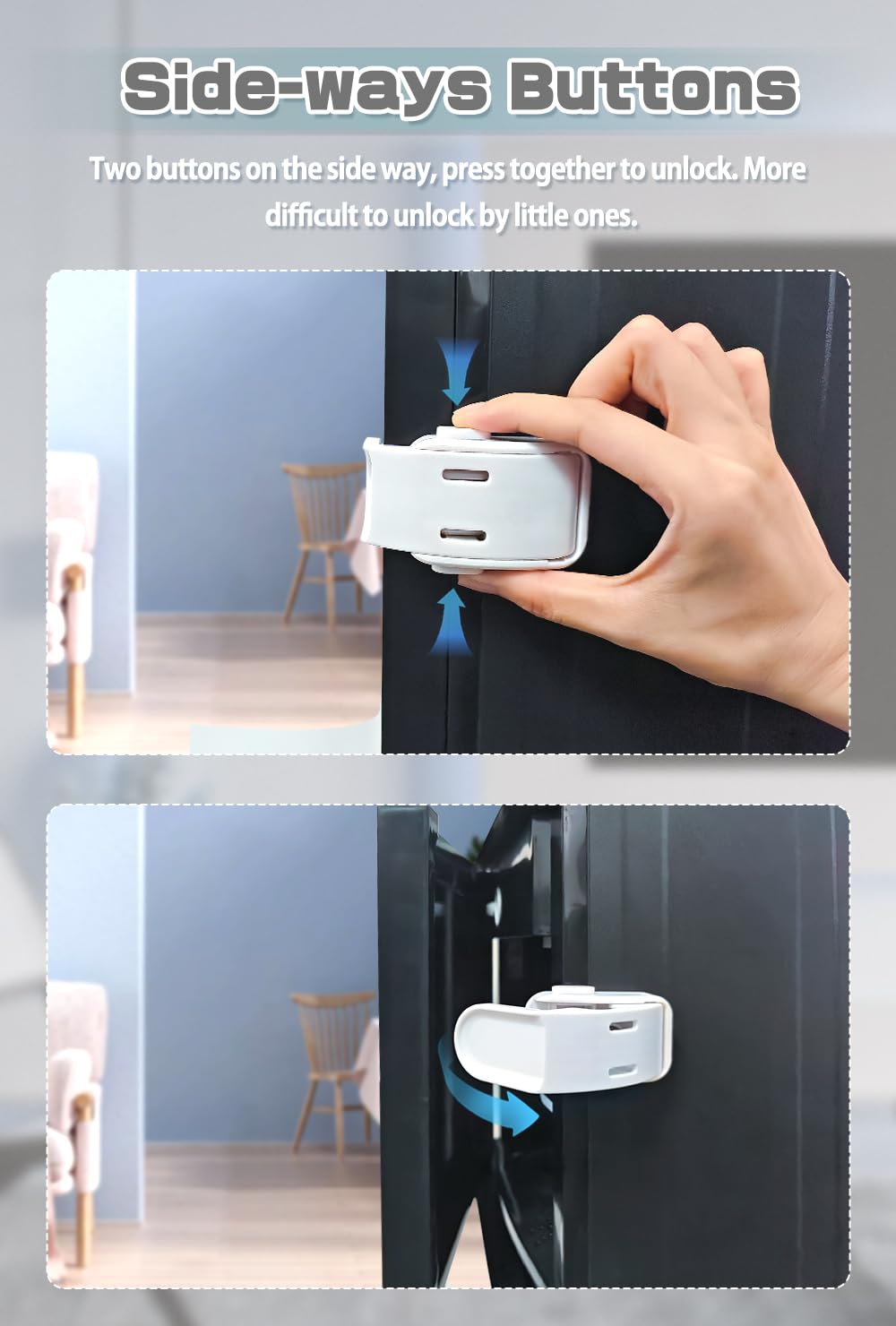 Drawer Locks Baby Proofing, Child Proof Cabinet Locks For 0-12 Month Baby Safety Botton Lock For Drawers Side Furniture Latches Corner Edges (White)