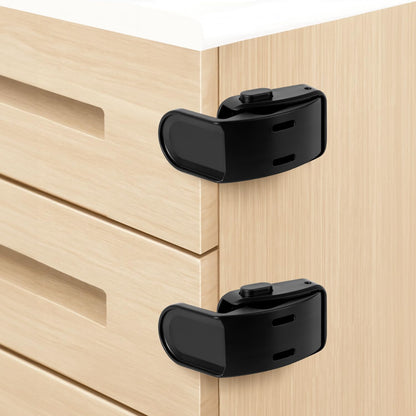 Drawer Locks Baby Proofing, Child Proof Cabinet Locks For 0-12 Month Baby Safety Botton Lock For Drawers Side Furniture Latches Corner Edges (White)