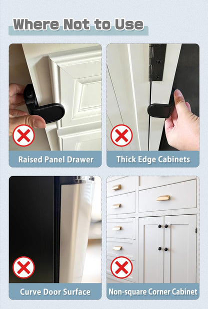 Drawer Locks Baby Proofing, Child Proof Cabinet Locks For 0-12 Month Baby Safety Botton Lock For Drawers Side Furniture Latches Corner Edges (White)