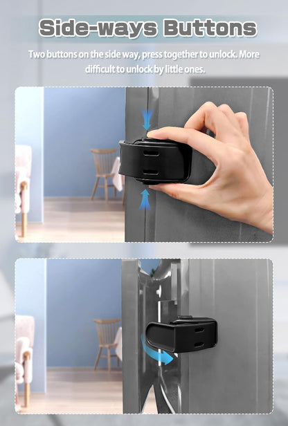Drawer Locks Baby Proofing, Child Proof Cabinet Locks For 0-12 Month Baby Safety Botton Lock For Drawers Side Furniture Latches Corner Edges (White)