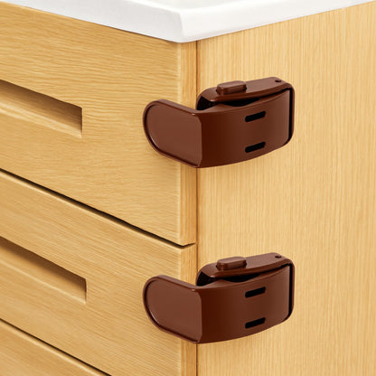 Drawer Locks Baby Proofing, Child Proof Cabinet Locks For 0-12 Month Baby Safety Botton Lock For Drawers Side Furniture Latches Corner Edges (White)