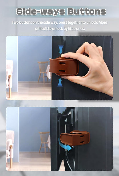 Drawer Locks Baby Proofing, Child Proof Cabinet Locks For 0-12 Month Baby Safety Botton Lock For Drawers Side Furniture Latches Corner Edges (White)