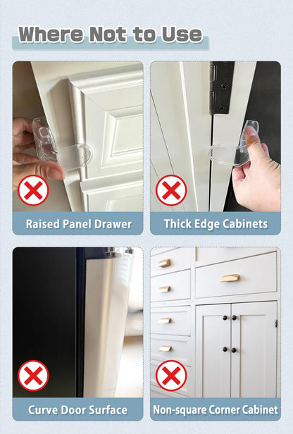 Drawer Locks Baby Proofing, Child Proof Cabinet Locks For 0-12 Month Baby Safety Botton Lock For Drawers Side Furniture Latches Corner Edges (White)
