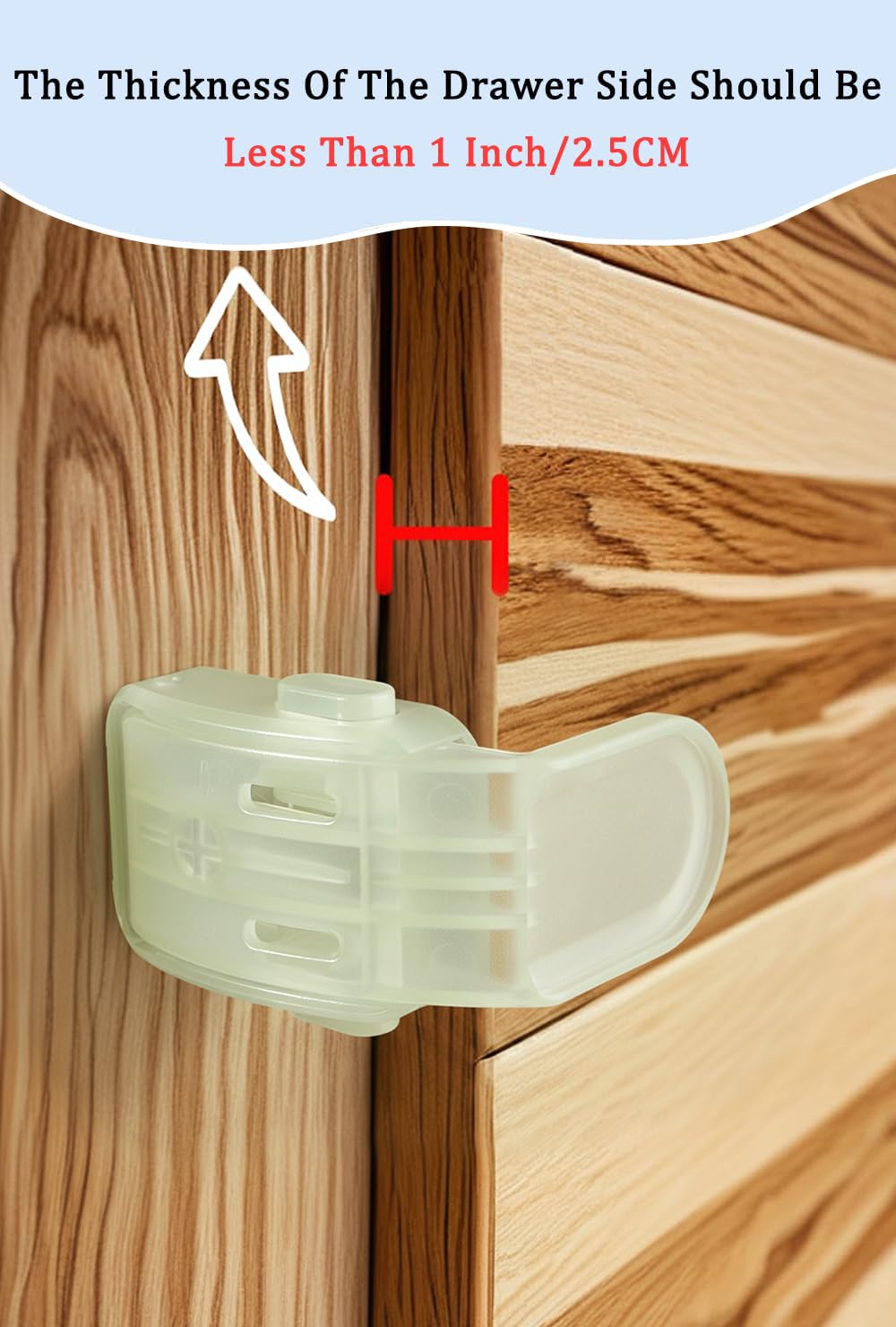 Drawer Locks Baby Proofing, Child Proof Cabinet Locks For 0-12 Month Baby Safety Botton Lock For Drawers Side Furniture Latches Corner Edges (White)