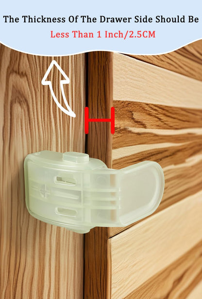 Drawer Locks Baby Proofing, Child Proof Cabinet Locks For 0-12 Month Baby Safety Botton Lock For Drawers Side Furniture Latches Corner Edges (White)