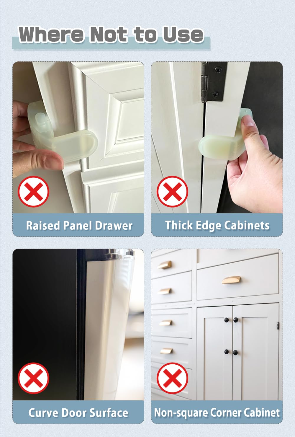 Drawer Locks Baby Proofing, Child Proof Cabinet Locks For 0-12 Month Baby Safety Botton Lock For Drawers Side Furniture Latches Corner Edges (White)