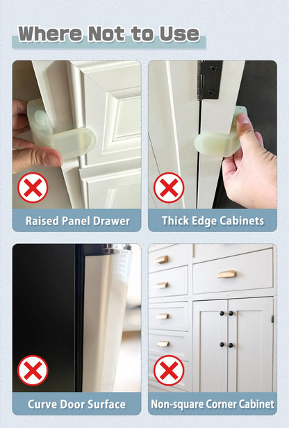 Drawer Locks Baby Proofing, Child Proof Cabinet Locks For 0-12 Month Baby Safety Botton Lock For Drawers Side Furniture Latches Corner Edges (White)