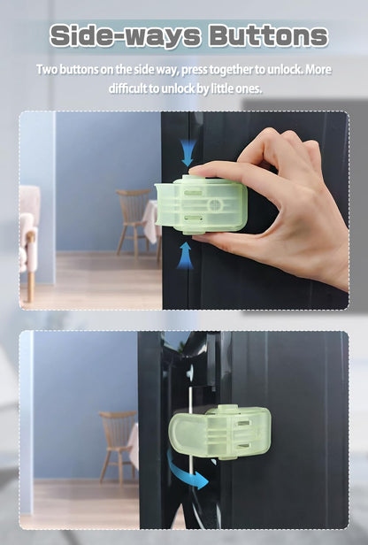 Drawer Locks Baby Proofing, Child Proof Cabinet Locks For 0-12 Month Baby Safety Botton Lock For Drawers Side Furniture Latches Corner Edges (White)