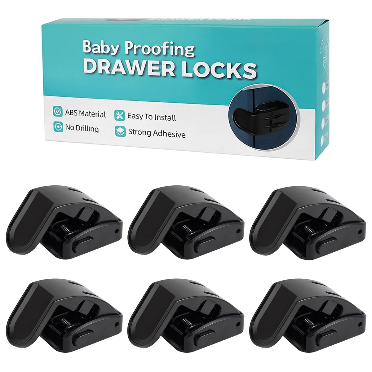 Drawer Locks Baby Proofing, Child Proof Cabinet Locks For 0-12 Month Baby Safety Botton Lock For Drawers Side Furniture Latches Corner Edges (White)