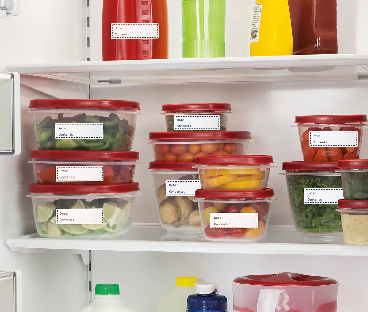 320pcs Removable Freezer Labels, 1 x 3 Inch Food Storage Stickers Food Labels, Refrigerator Freezer Paper Label, Mason Jar Labels Easy Clean Leaves No Residue, Red and Blue