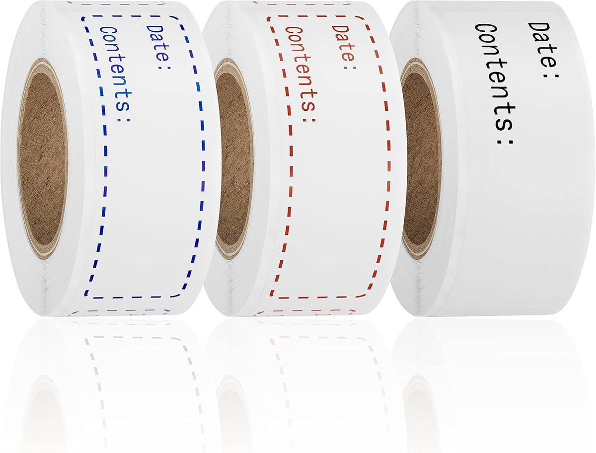 320pcs Removable Freezer Labels, 1 x 3 Inch Food Storage Stickers Food Labels, Refrigerator Freezer Paper Label, Mason Jar Labels Easy Clean Leaves No Residue, Red and Blue