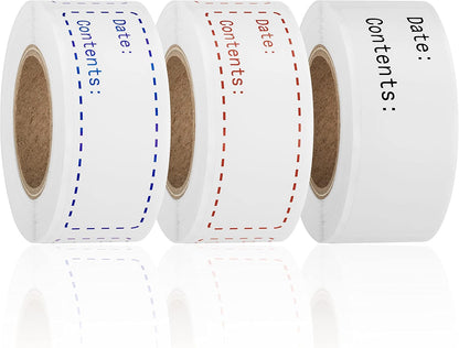 320pcs Removable Freezer Labels, 1 x 3 Inch Food Storage Stickers Food Labels, Refrigerator Freezer Paper Label, Mason Jar Labels Easy Clean Leaves No Residue, Red and Blue