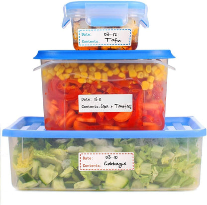 320pcs Removable Freezer Labels, 1 x 3 Inch Food Storage Stickers Food Labels, Refrigerator Freezer Paper Label, Mason Jar Labels Easy Clean Leaves No Residue, Red and Blue
