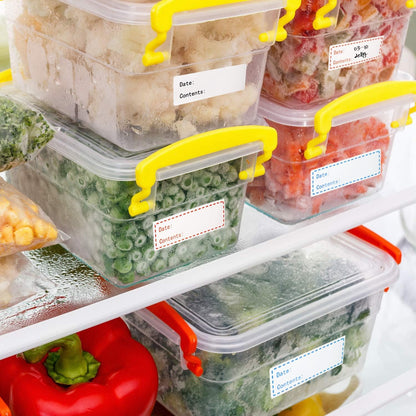 320pcs Removable Freezer Labels, 1 x 3 Inch Food Storage Stickers Food Labels, Refrigerator Freezer Paper Label, Mason Jar Labels Easy Clean Leaves No Residue, Red and Blue