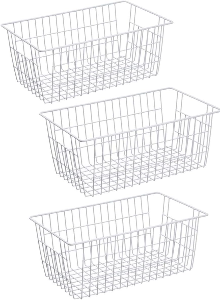 Chest Freezer Bins, Deep Chest Freezer Organizer Basket, Storage Rack Bins Wire Metal Baskets with Hanging Handles 16.5" 2Packs