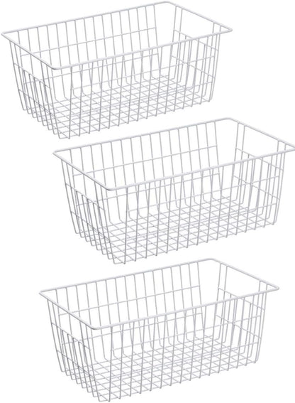 Chest Freezer Bins, Deep Chest Freezer Organizer Basket, Storage Rack Bins Wire Metal Baskets with Hanging Handles 16.5" 2Packs