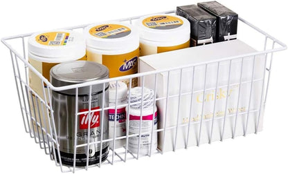 Chest Freezer Bins, Deep Chest Freezer Organizer Basket, Storage Rack Bins Wire Metal Baskets with Hanging Handles 16.5" 2Packs