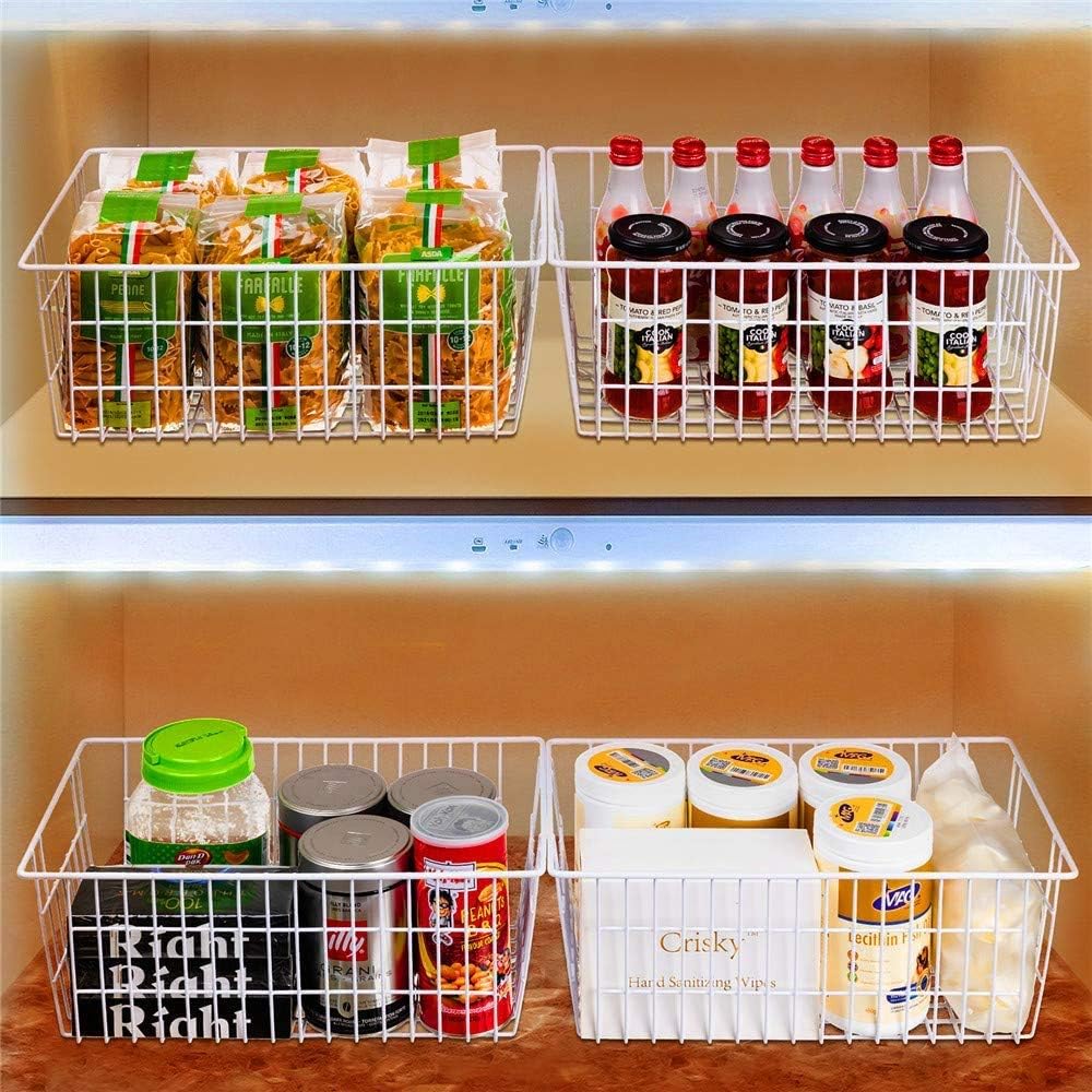 Chest Freezer Bins, Deep Chest Freezer Organizer Basket, Storage Rack Bins Wire Metal Baskets with Hanging Handles 16.5" 2Packs