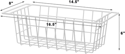 Chest Freezer Bins, Deep Chest Freezer Organizer Basket, Storage Rack Bins Wire Metal Baskets with Hanging Handles 16.5" 2Packs