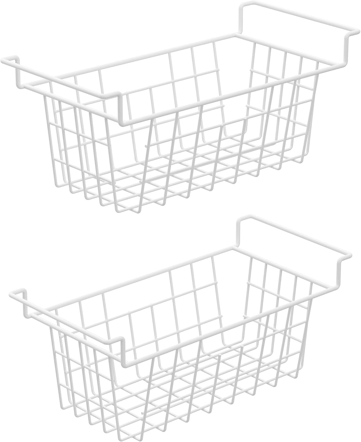 Chest Freezer Bins, Deep Chest Freezer Organizer Basket, Storage Rack Bins Wire Metal Baskets with Hanging Handles 16.5" 2Packs