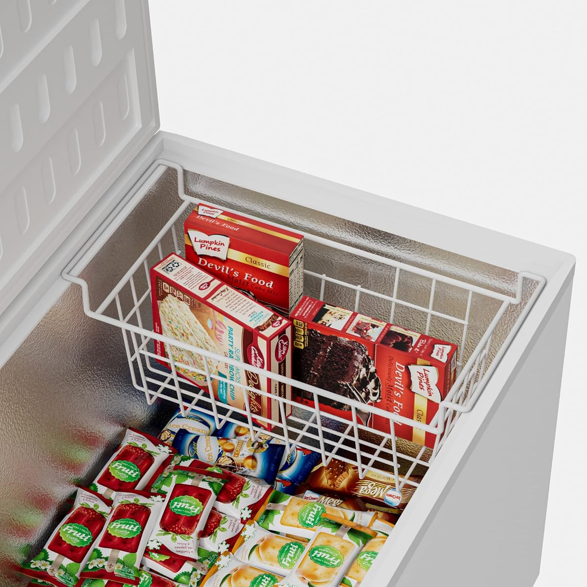 Chest Freezer Bins, Deep Chest Freezer Organizer Basket, Storage Rack Bins Wire Metal Baskets with Hanging Handles 16.5" 2Packs