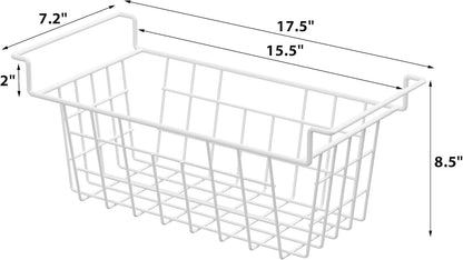 Chest Freezer Bins, Deep Chest Freezer Organizer Basket, Storage Rack Bins Wire Metal Baskets with Hanging Handles 16.5" 2Packs