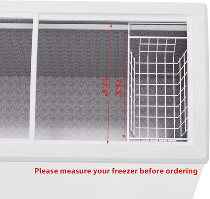 Chest Freezer Bins, Deep Chest Freezer Organizer Basket, Storage Rack Bins Wire Metal Baskets with Hanging Handles 16.5" 2Packs