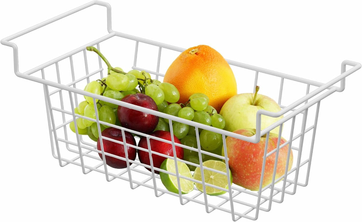 Chest Freezer Bins, Deep Chest Freezer Organizer Basket, Storage Rack Bins Wire Metal Baskets with Hanging Handles 16.5" 2Packs