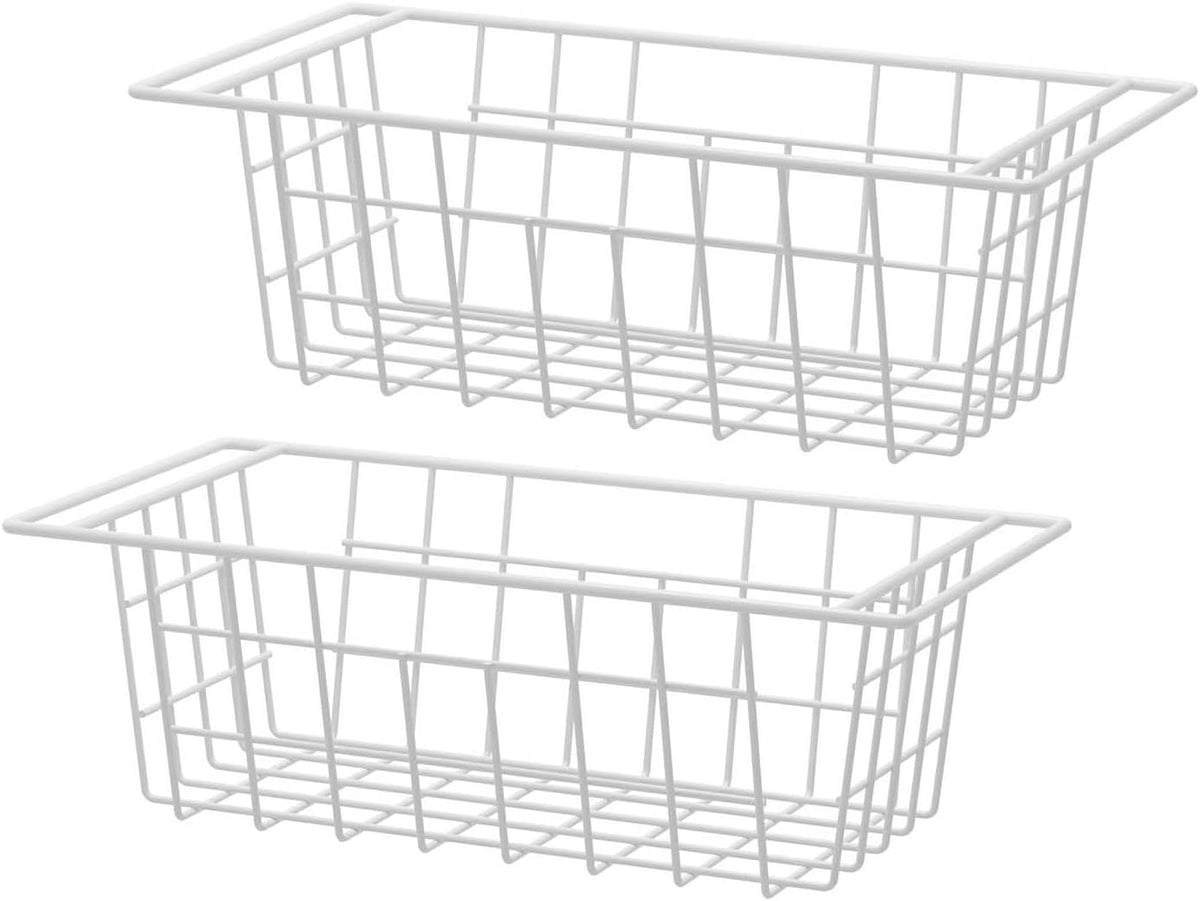 Chest Freezer Bins, Deep Chest Freezer Organizer Basket, Storage Rack Bins Wire Metal Baskets with Hanging Handles 16.5" 2Packs
