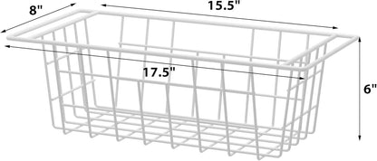 Chest Freezer Bins, Deep Chest Freezer Organizer Basket, Storage Rack Bins Wire Metal Baskets with Hanging Handles 16.5" 2Packs