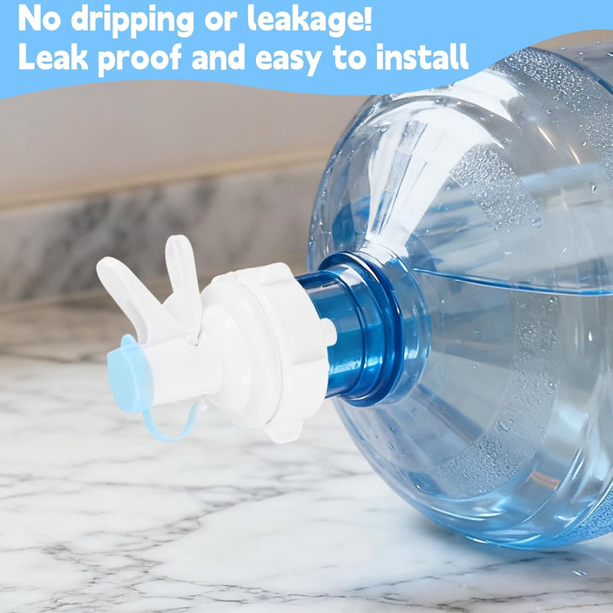 2 Packs 3-5 Gallon Water Jug Stand with 4 Dispenser Valves,Non Slip Water Stand with Fast Flow Water Spout Fits 55mm Bottles,Include 2 Non-Slip Mat