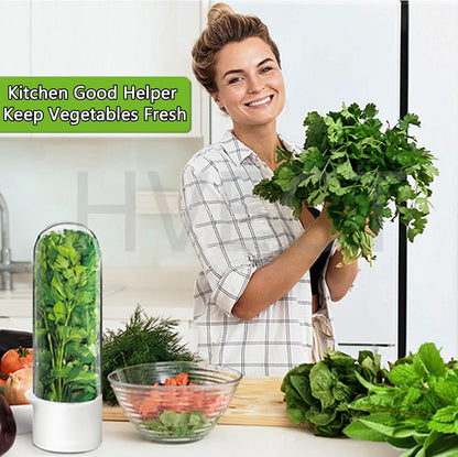 Herb Saver for Refrigerator, Herb Saver Pod Cilantro Containers for Refrigerator, Fresh Herb Keeper for Cilantro, Parsley, Asparagus, Mint, Keeps Greens Vegetables for 2-3 Weeks (Herb Keeper)