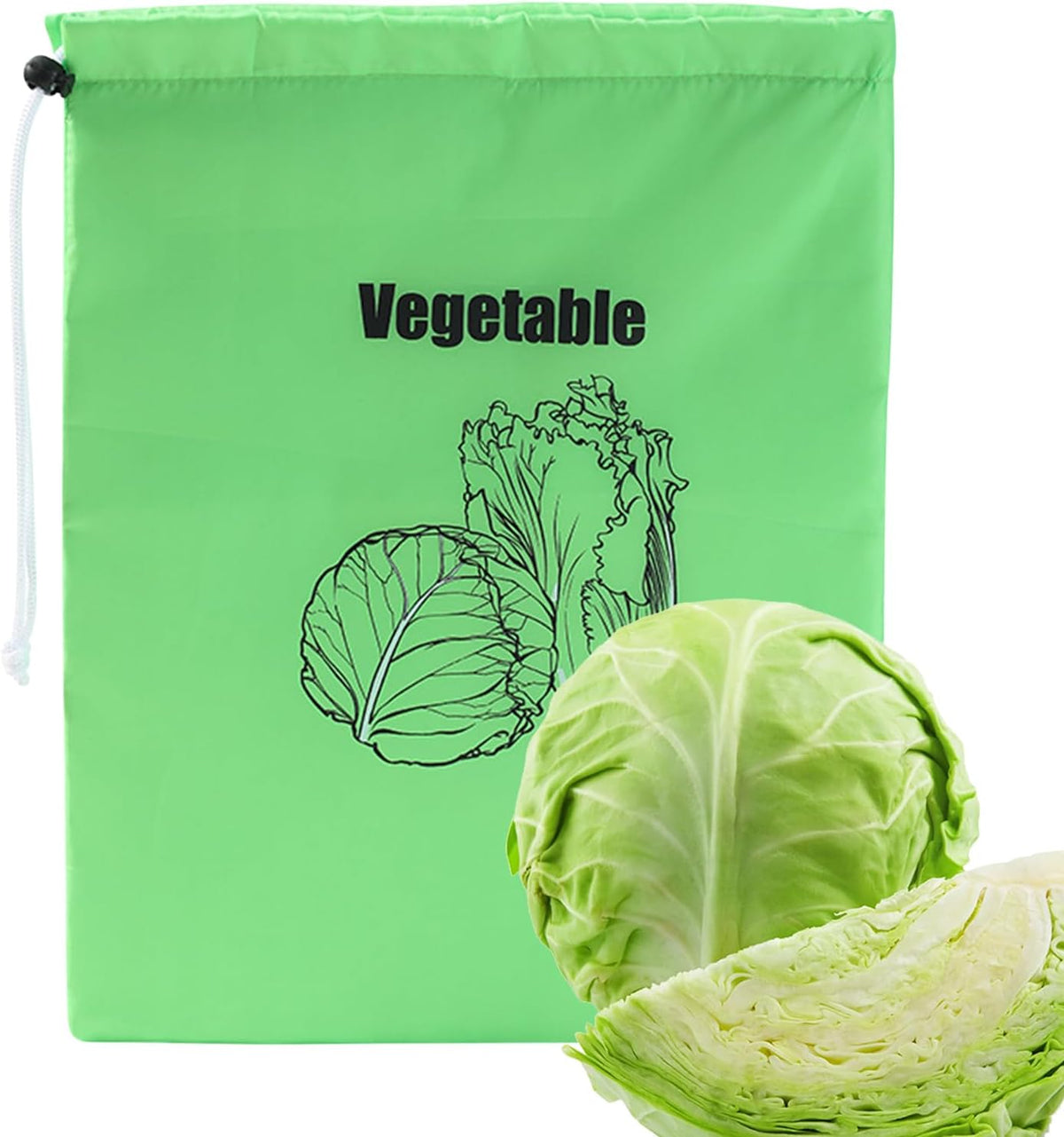 Lettuce Keeper - Produce Storage, Vegetable Saver | Reusable Fresh Produce Bag, Drawstring Pouch for Longer Shelf Life with Home Kitchen Use, Apartment Meal Prep, Grocery Shopping Setup