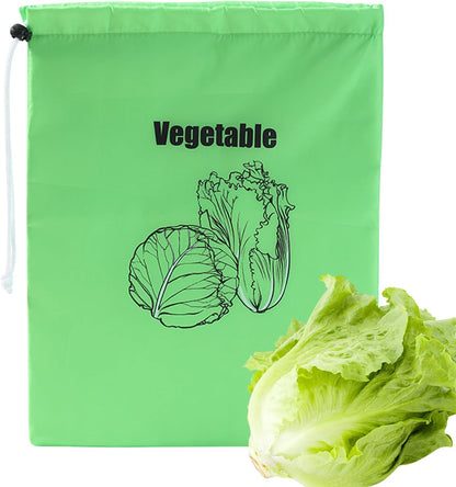 Lettuce Keeper - Produce Storage, Vegetable Saver | Reusable Fresh Produce Bag, Drawstring Pouch for Longer Shelf Life with Home Kitchen Use, Apartment Meal Prep, Grocery Shopping Setup