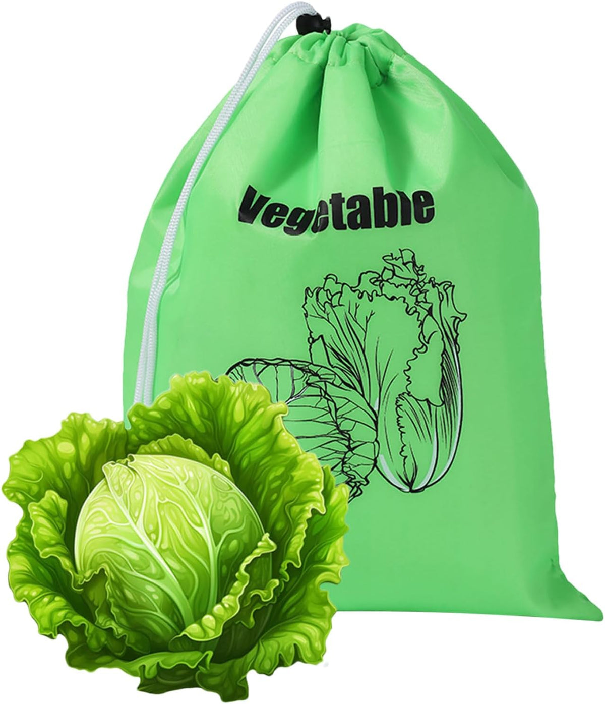 Lettuce Keeper - Produce Storage, Vegetable Saver | Reusable Fresh Produce Bag, Drawstring Pouch for Longer Shelf Life with Home Kitchen Use, Apartment Meal Prep, Grocery Shopping Setup