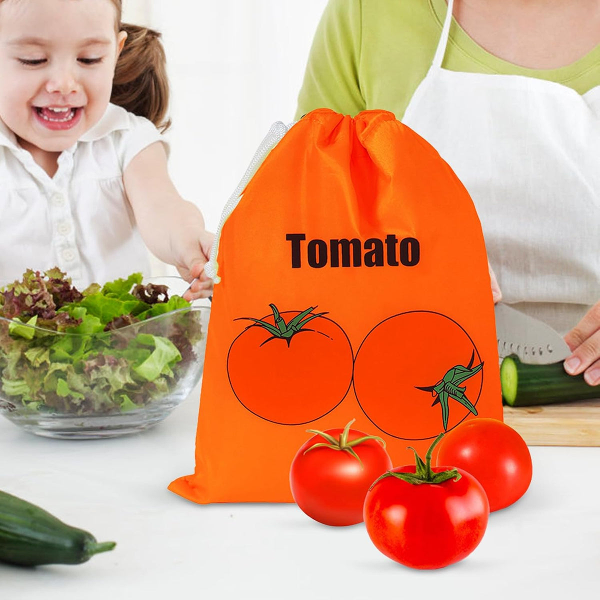 Lettuce Keeper - Produce Storage, Vegetable Saver | Reusable Fresh Produce Bag, Drawstring Pouch for Longer Shelf Life with Home Kitchen Use, Apartment Meal Prep, Grocery Shopping Setup